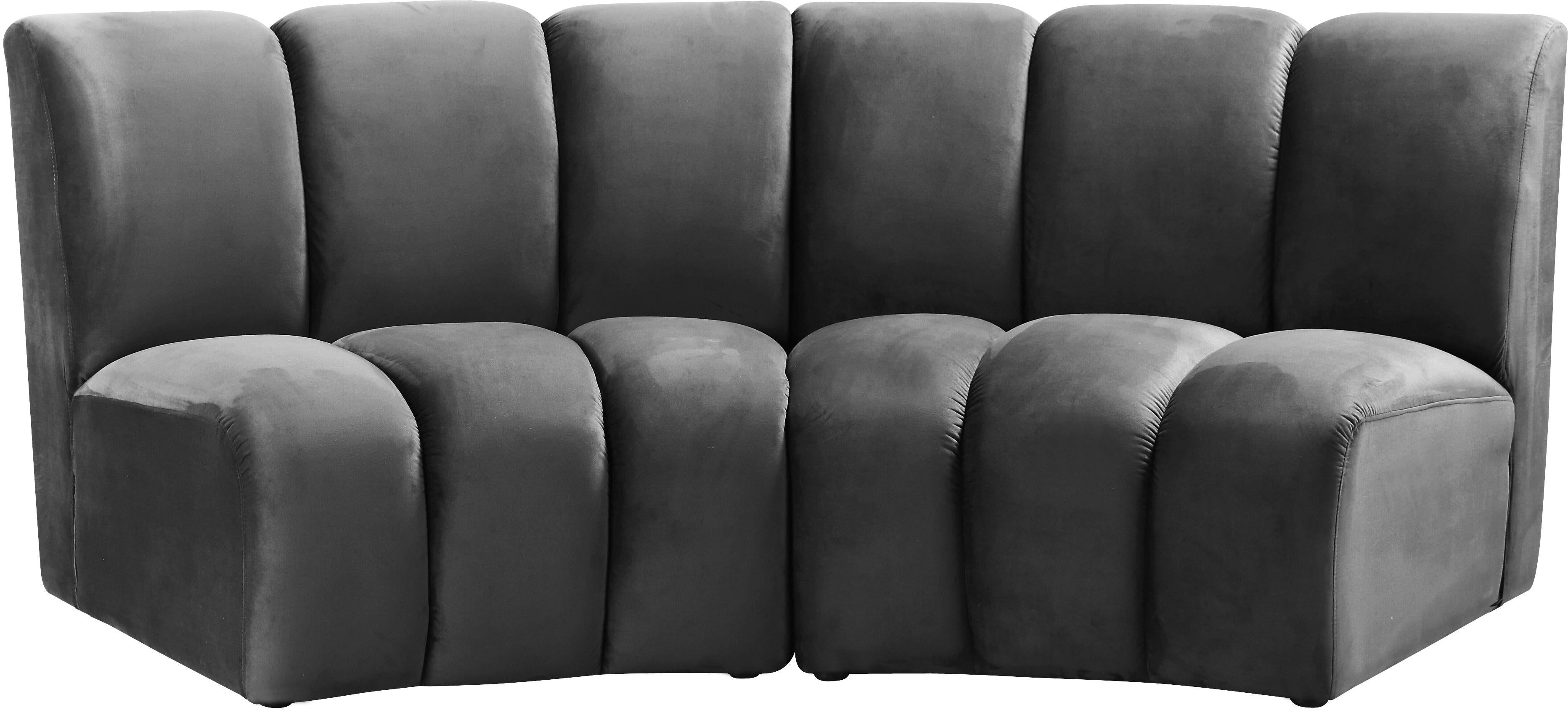2-Piece Modular Sectional in Infinity Grey Velvet