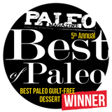 Best of Paleo badge, winner, best Paleo dessert by Paleo magazine