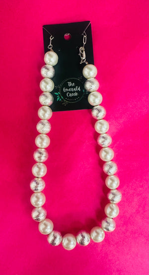 Pearl and Silver Necklace - The Emerald Creek Boutique