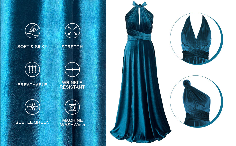 72styles Blue Velvet Infinity Dress Fabric Features