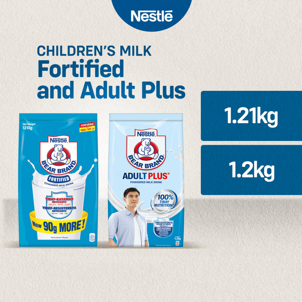 Bear Brand Fortified Powdered Milk Drink 1.21kg + Bear Brand Adult Plus Milk Powder 1.2kg - DigiTindahan product image