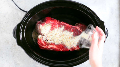 Raw meat in slow cooker