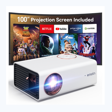 Emotn H1 Mini Projector, Native 1080P, 250 ANSI Lumen, Android 9.0 Portable  Outdoor Projector, 240 Display, Rechargeable Battery, WiFi Bluetooth
