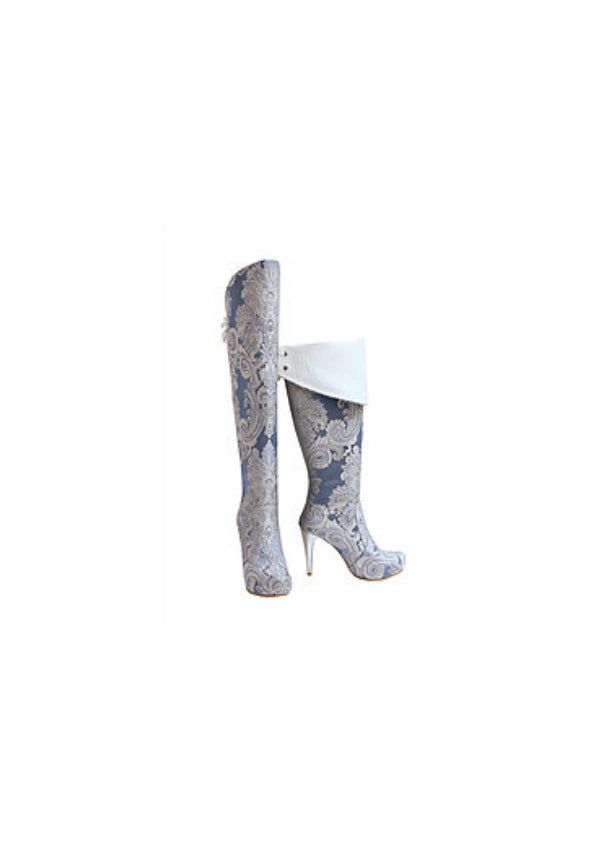 Zeyzani Ice Blue Over the Knee Stiletto Boot