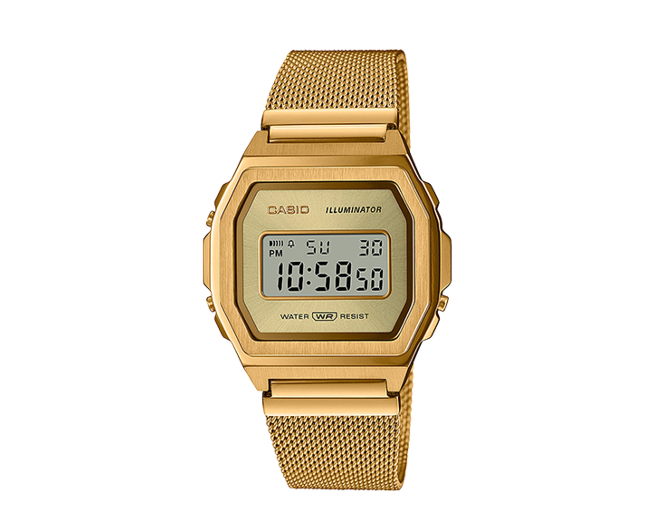 Casio Vintage A1000MG Digital Stainless Steel Mesh Watch