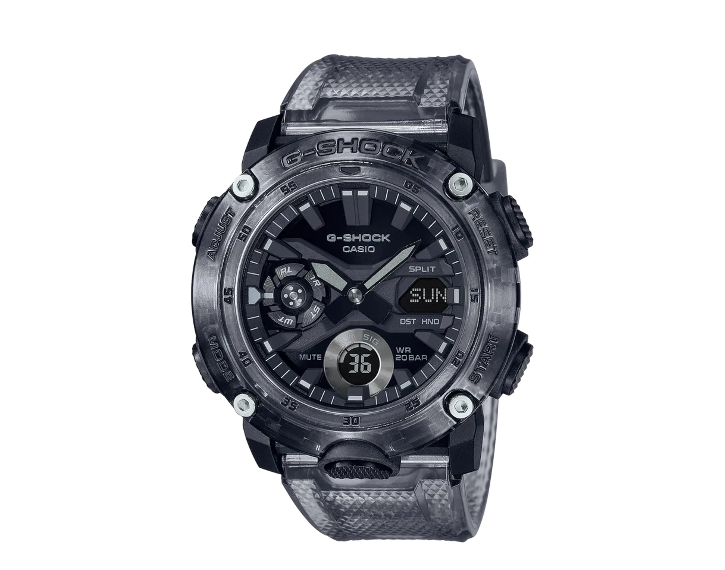 Casio G-Shock GA2000SKE Transparent Pack Front Button Analog-Digital Metal and Resin Men's Watch