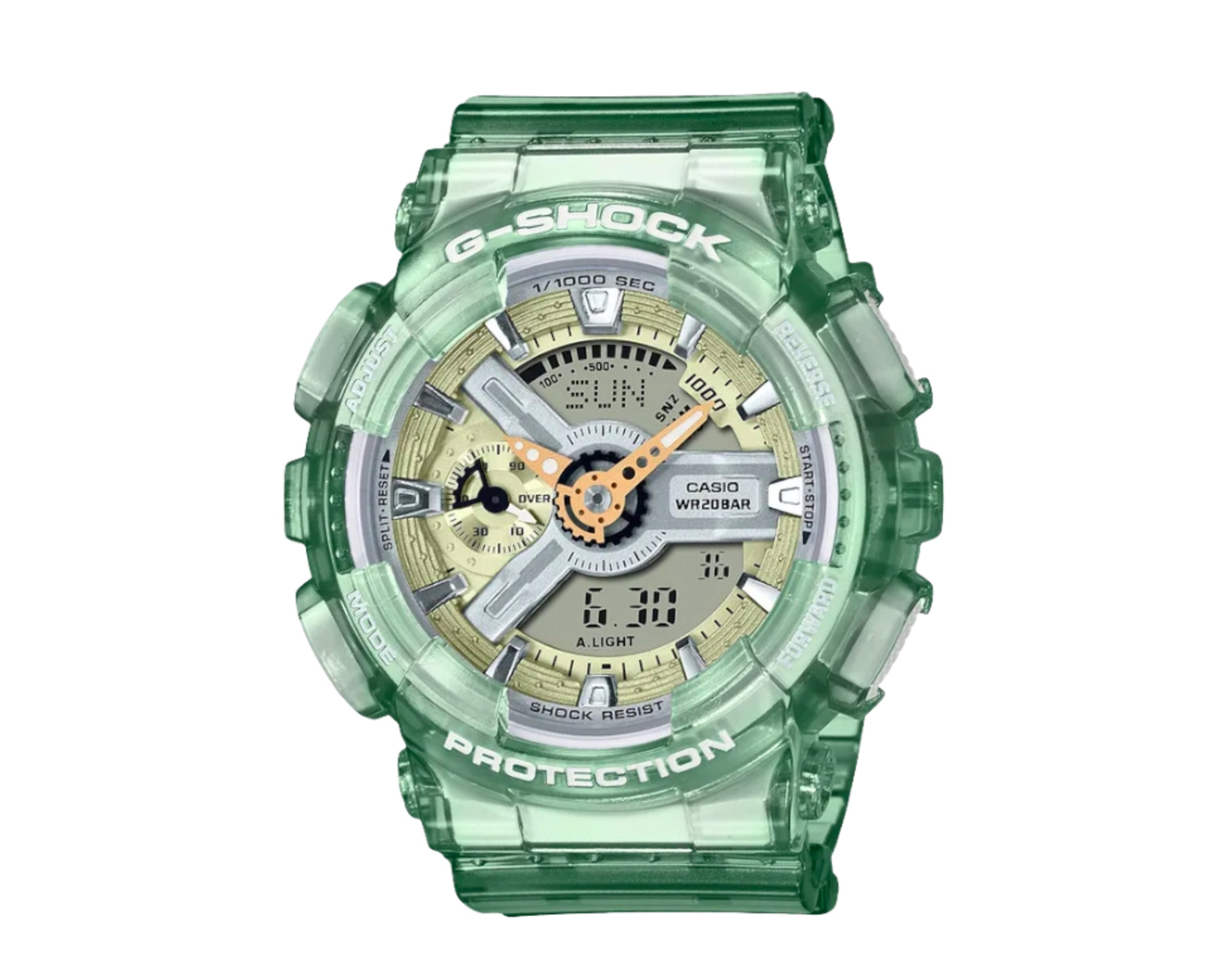 Casio G-Shock GMAS110GS S Series Semi-Transparent Analog Digital Resin Women's Watch