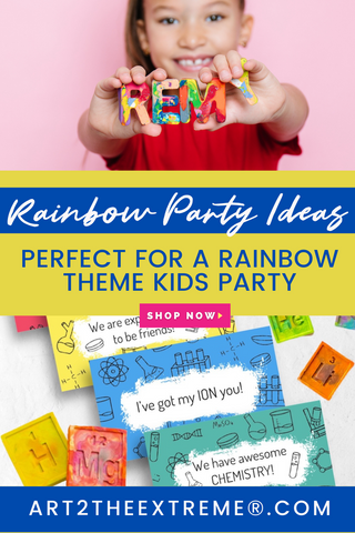 Rainbow-themed birthday party favors and decor!