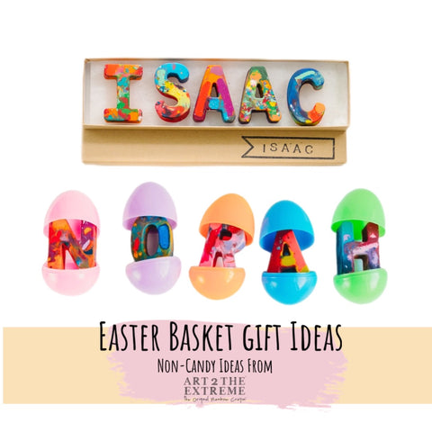 Easter present ideas for kids, Personalized Name Crayon Easter Basket Stuffers from crayon shop Art 2 the Extreme
