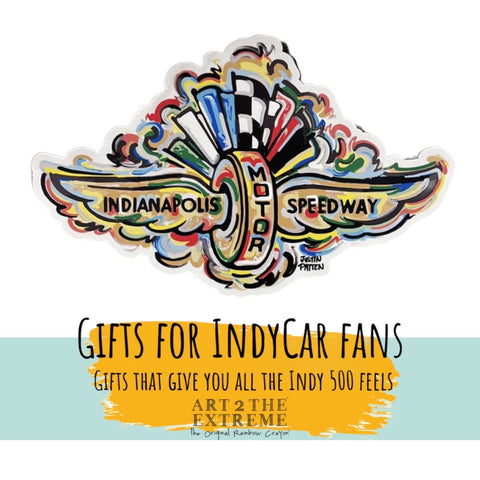 Wings and wheels rainbow design art for Indianapolis Motor Speedway Logo
