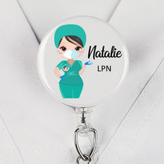 Personalized Marble Retractable Nurse Name Badge Reel, The Bag Ideas