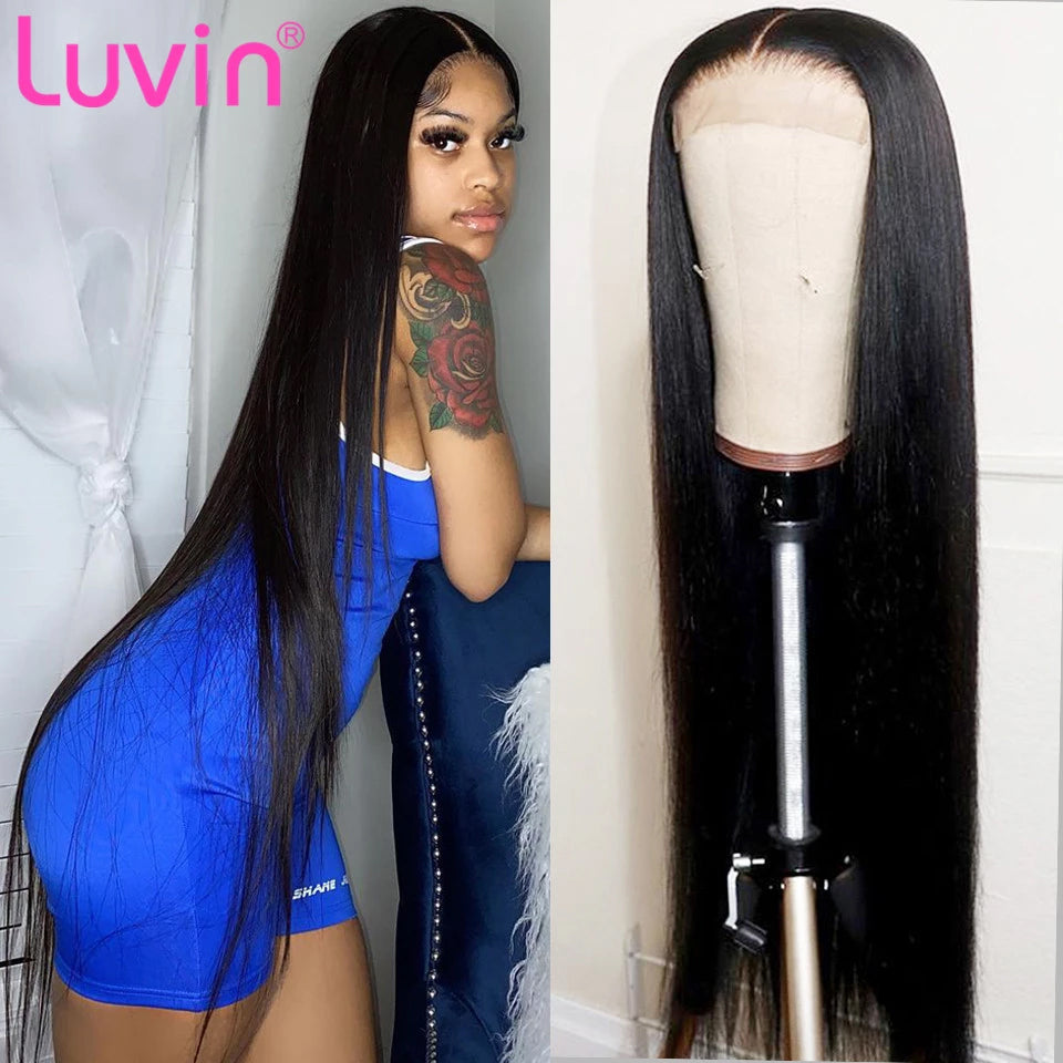 30 40 Inch Brazilian 13x4 13x6 Bone Straight Lace Front Human