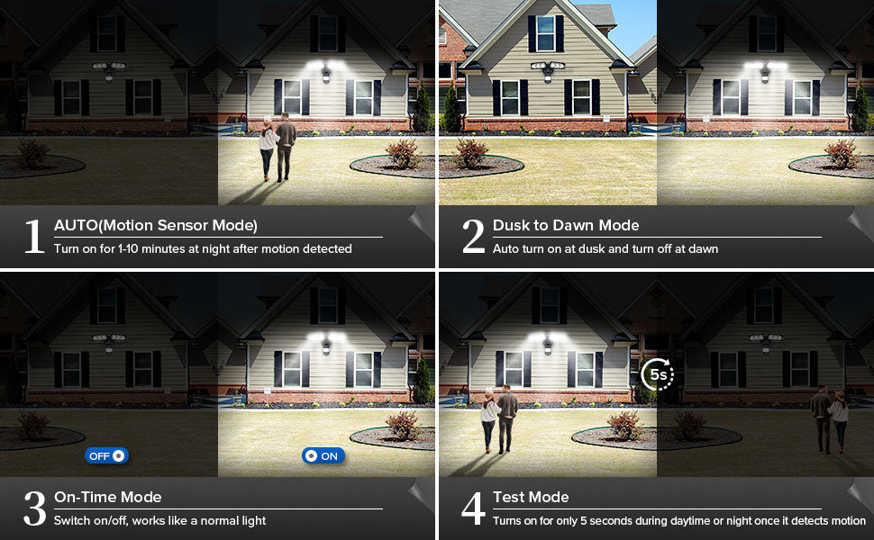 27W LED Security Light (Dusk to Dawn & Motion Sensor) with 3 modes, auto mode, dusk to dawn mode, on time mode