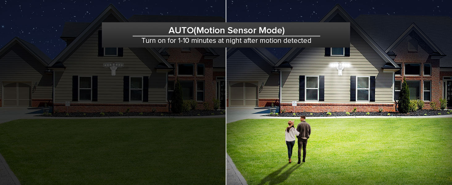motion sensor mode, turn on for 1-10 minutes at night after motion detected