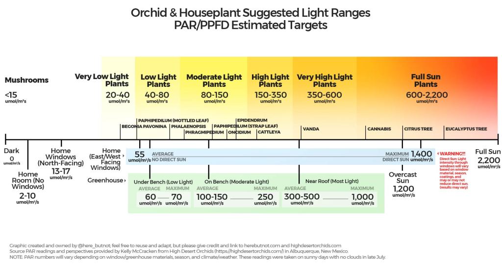 houseplant orchid par ppfd chart for light