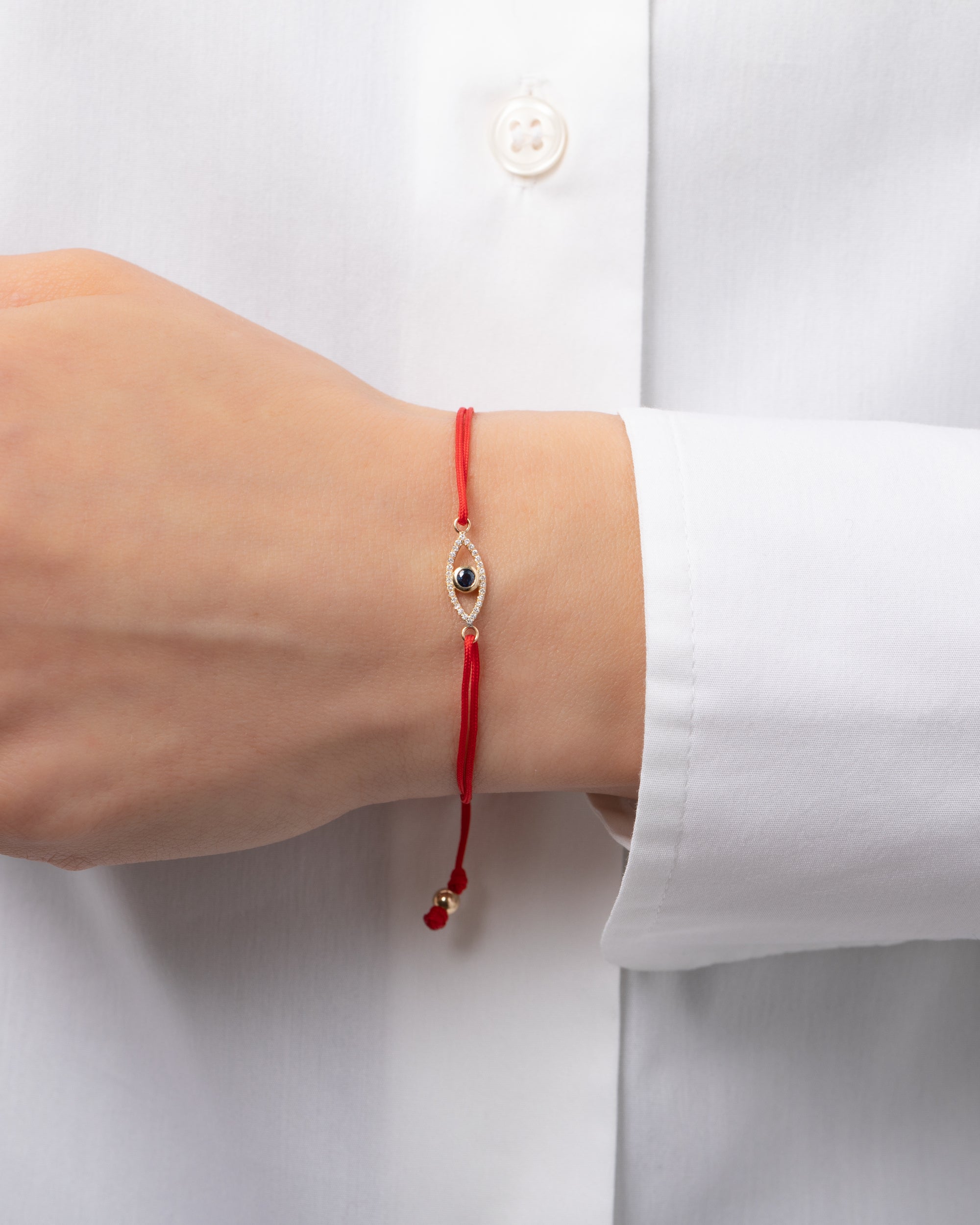 Good Luck Dainty Red Cord Bracelet Positive Energy 14k Gold 