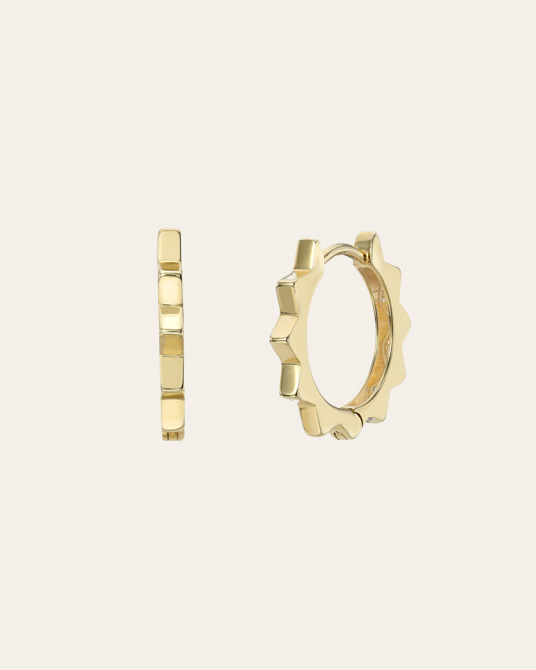 14k Gold Medium Thick Hoop Earrings - Zoe Lev Jewelry