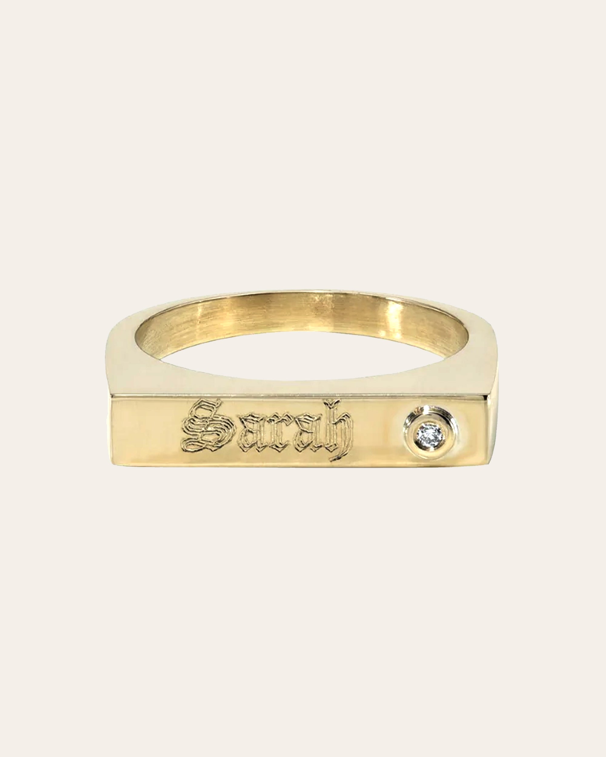 Anillo Personalisado En Oro De 14K, 14k Gold Personalized Ring With Plaque  