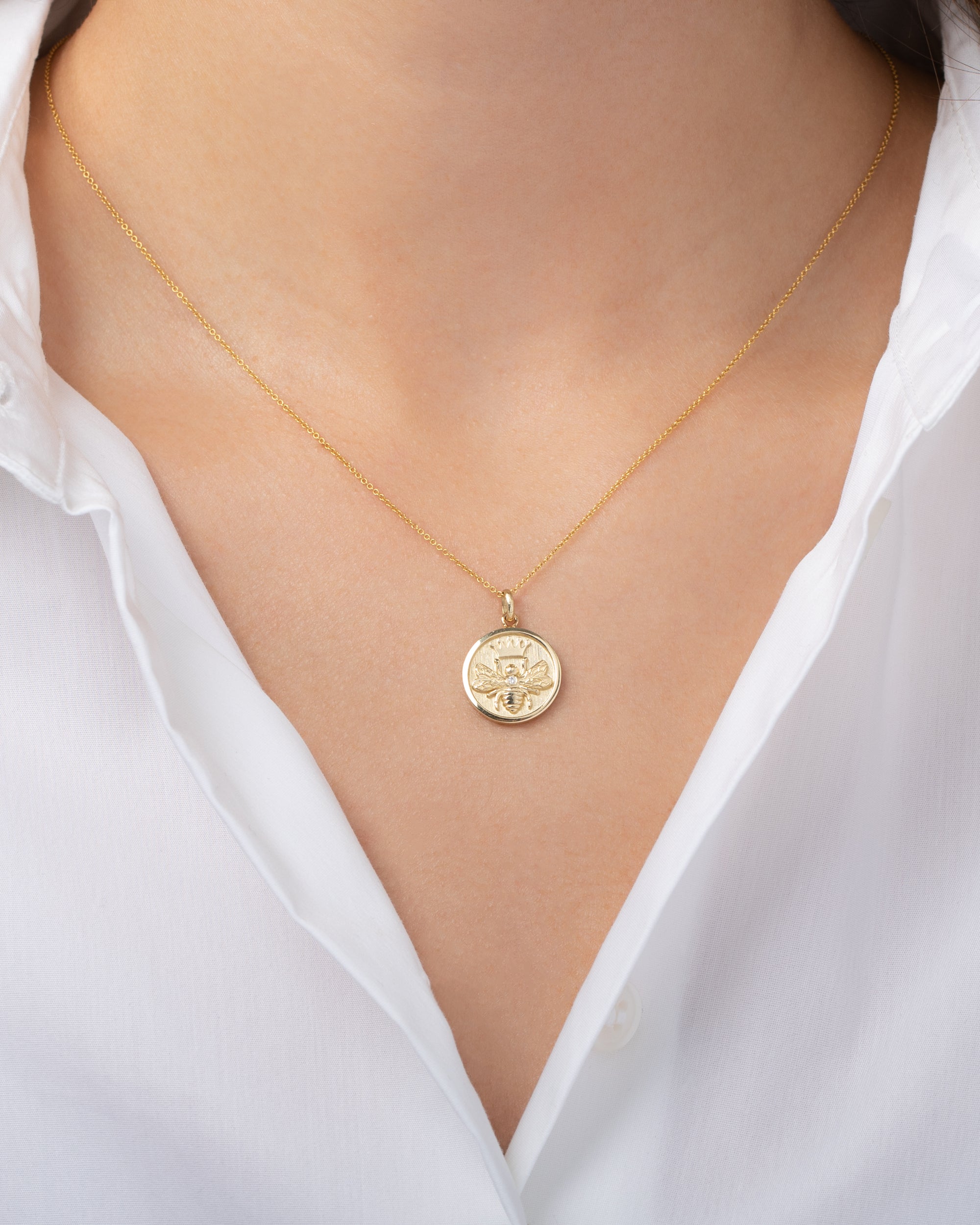 14K Gold Diamond Snake Medallion Necklace - Zoe Lev Jewelry