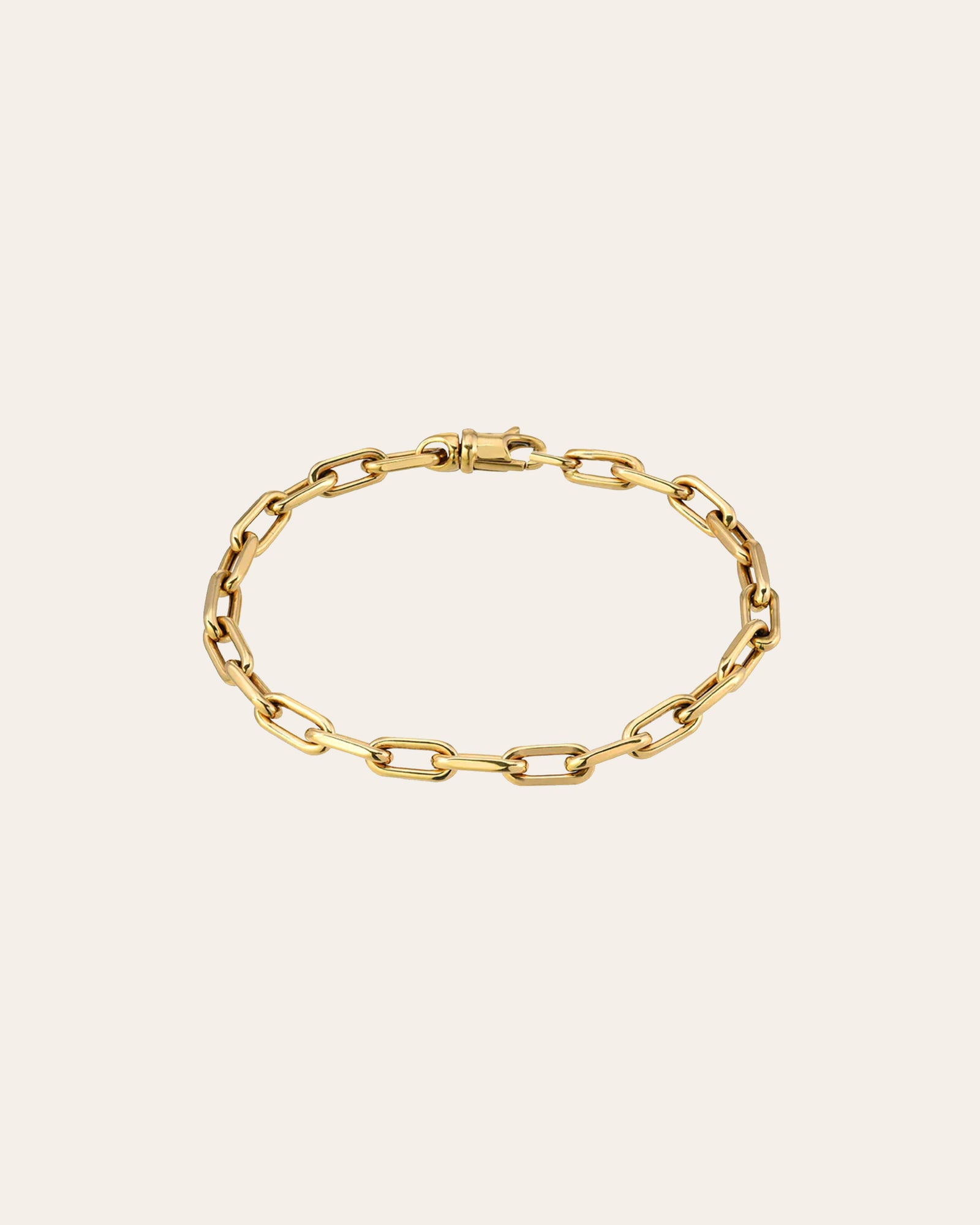 14K Gold Large Open Link Chain Bracelet with Diamond Handcuffs 14K Yellow Gold / 7.5+$80