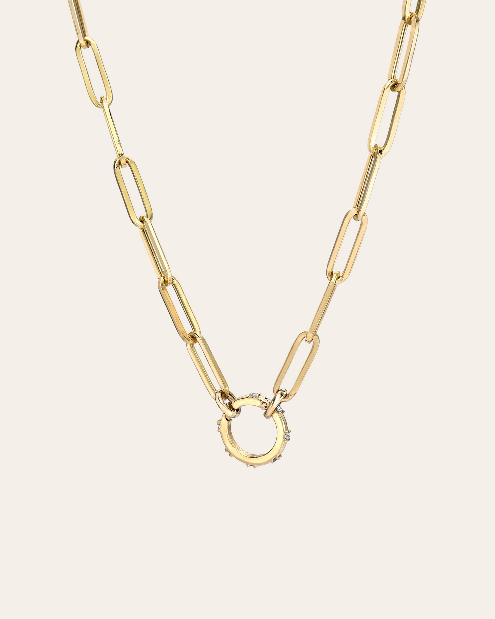 14K Solid Yellow Gold Paper Clip Finish Necklace w/ Star Carabiner Clasp,  6x18.5 mm, (14k-2.8x8(13))