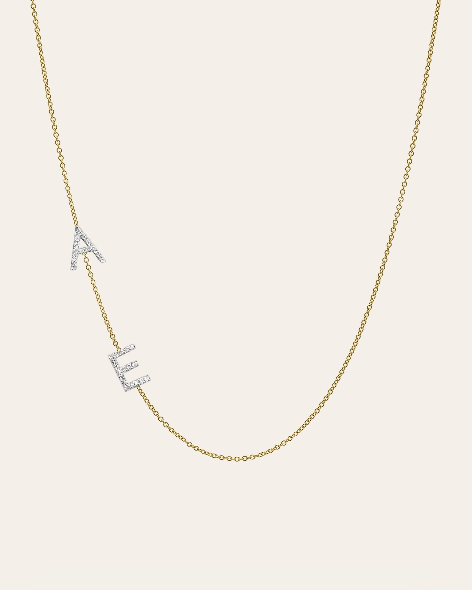 Image of Diamond Asymmetrical Multiple Initials Necklace