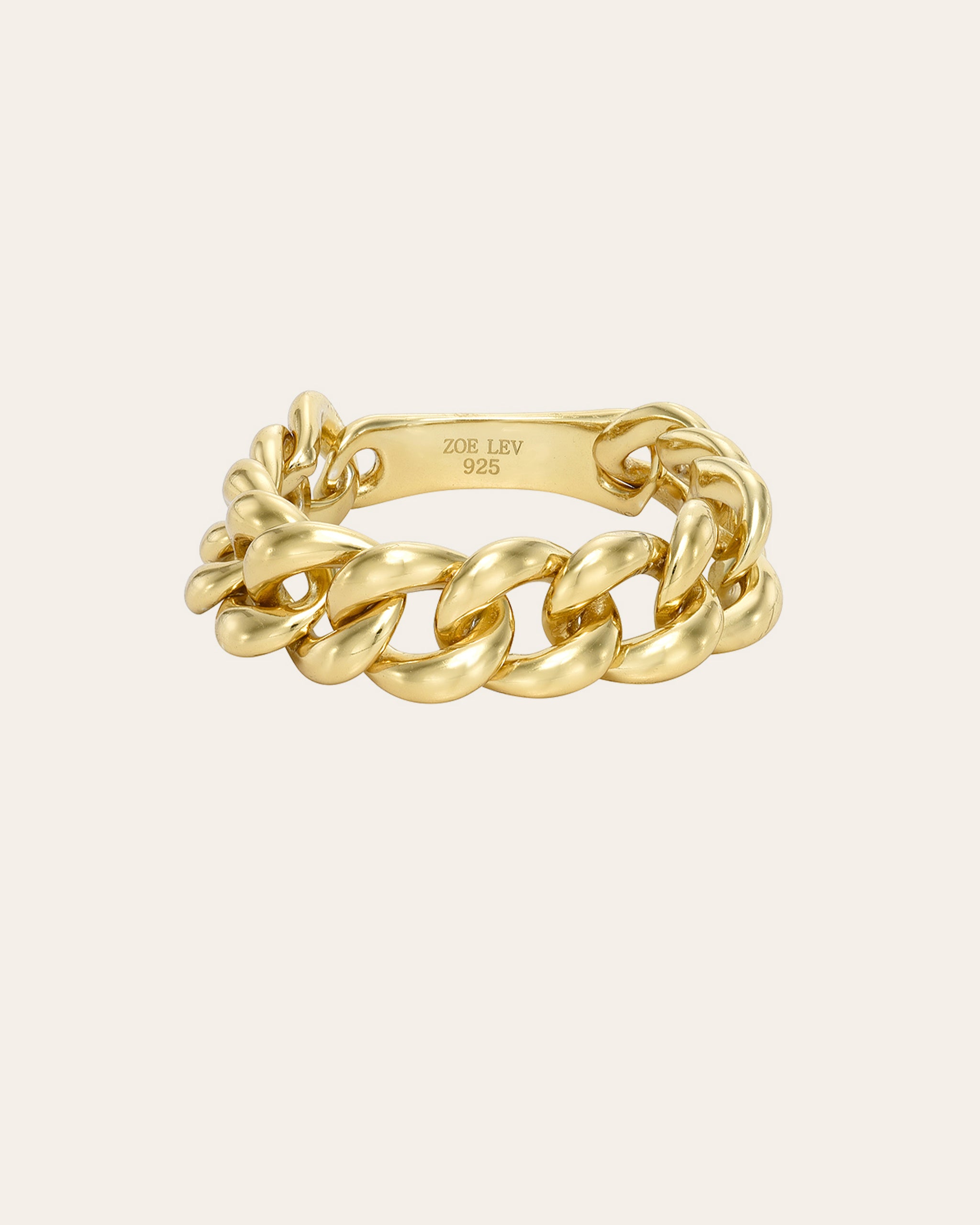 Gold Vermeil Cuban Link Ring - Zoe Lev Jewelry