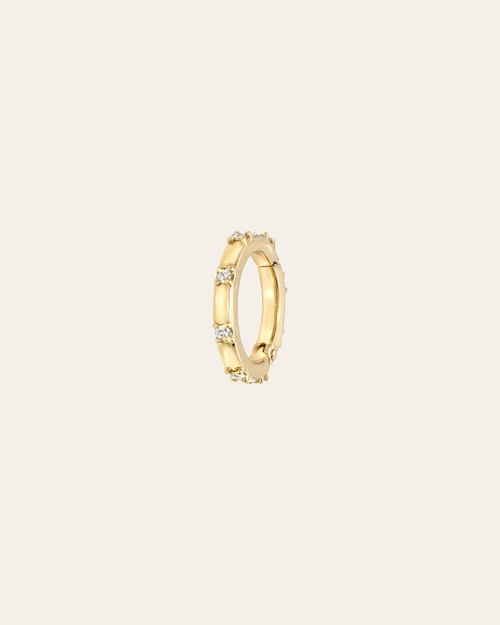 14K Yellow Gold Asymmetrical Diamond Screw Carabiner Lock