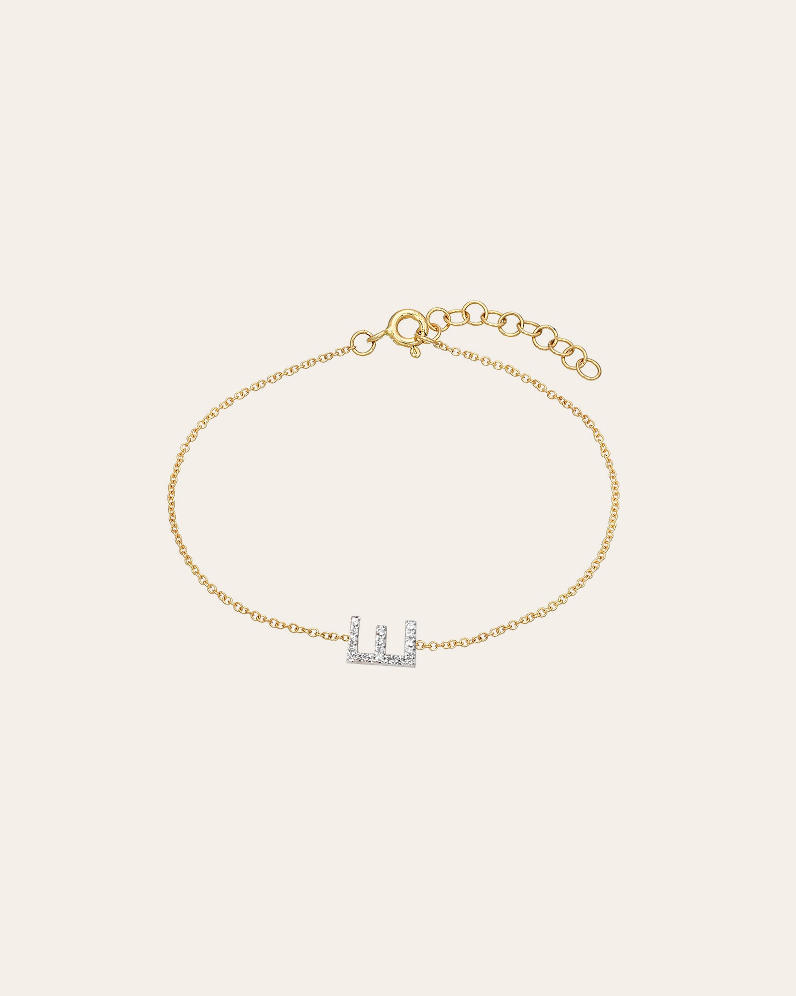 14k yellow gold diamond initial bracelet with 2 diamond bezels — The Jewelry  Showroom