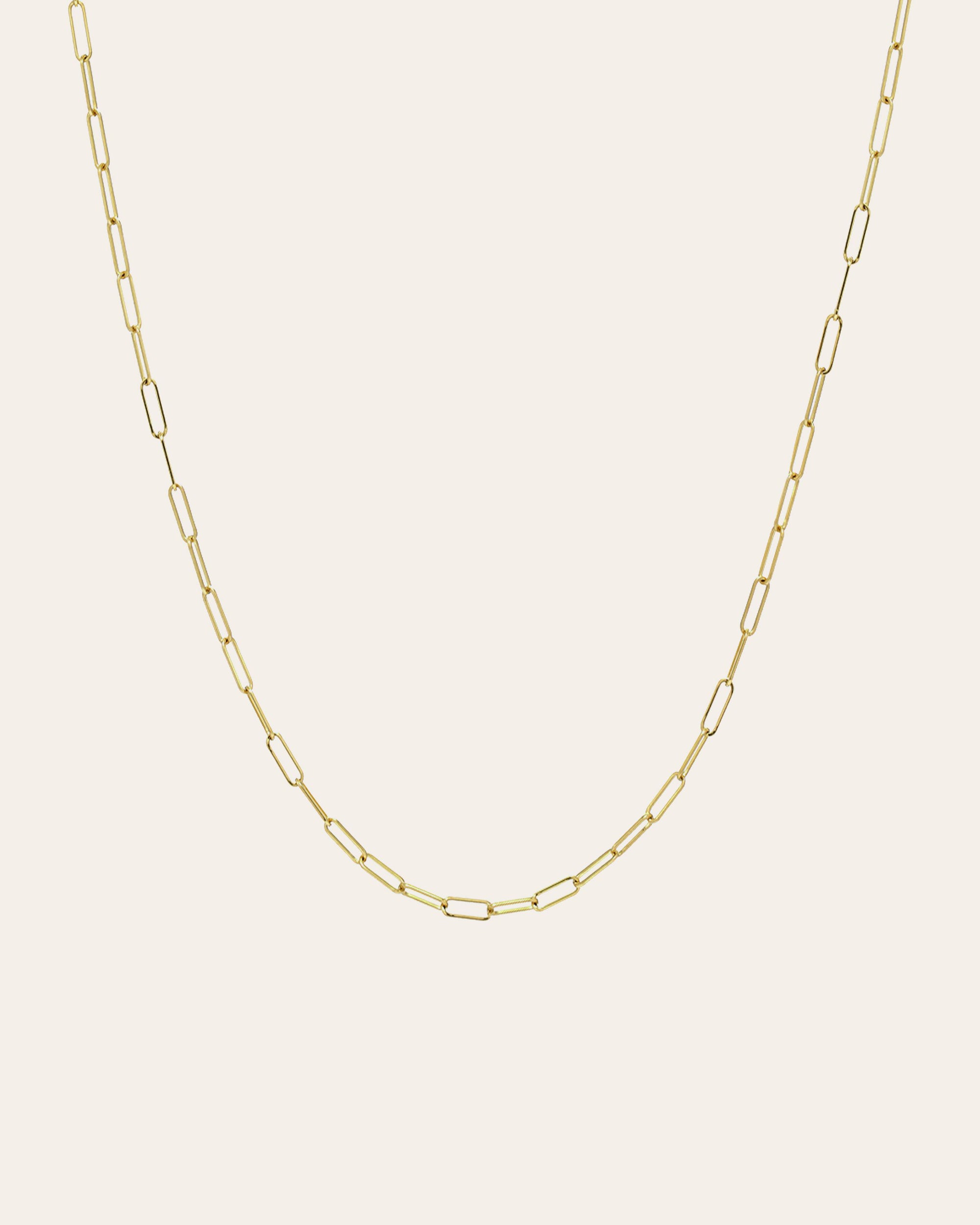 14k Gold Large Paper Clip Chain Necklace - Zoe Lev Jewelry