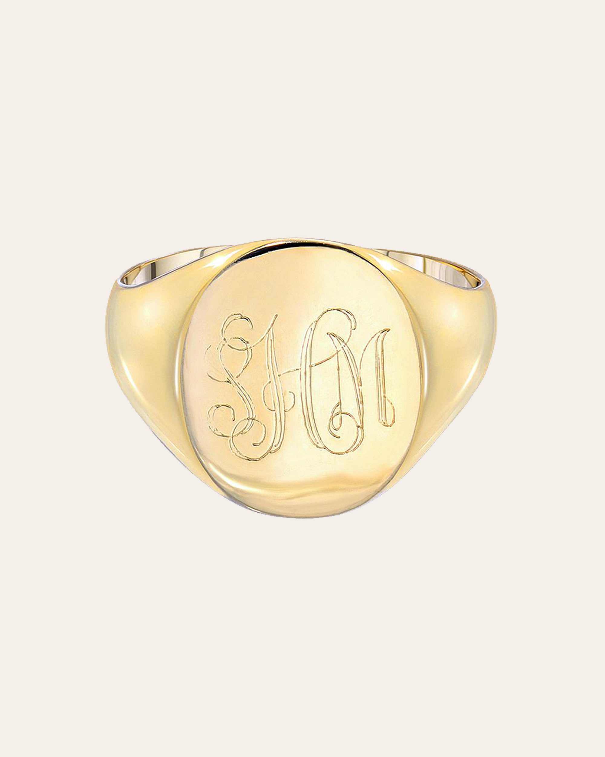 Antique Signet Ring 14k Rose Gold Engraved Initial Monogram -  Israel