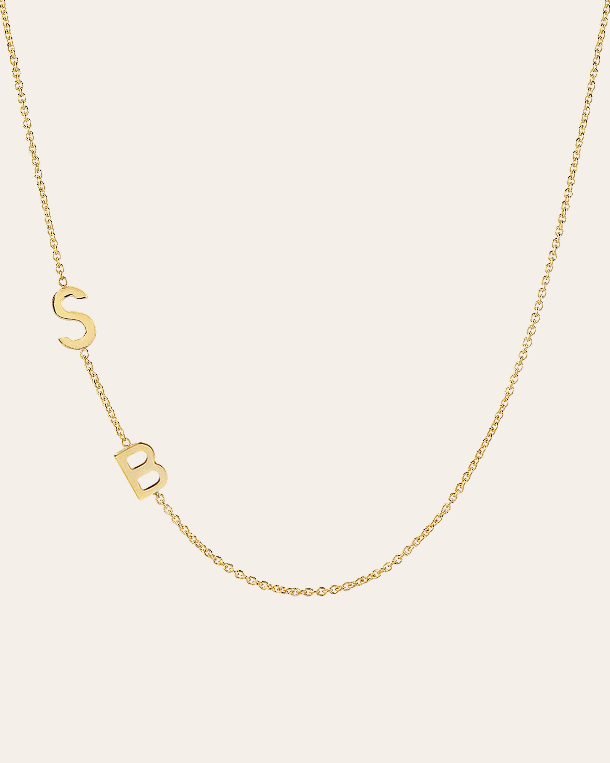 Image of 14k Gold Asymmetrical Multiple Initials Necklace