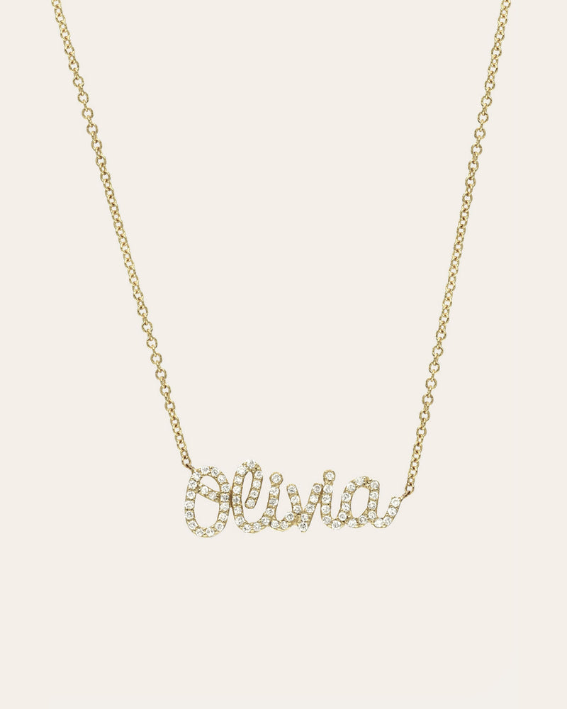 Diamond Name Necklace - Zoe Lev Jewelry