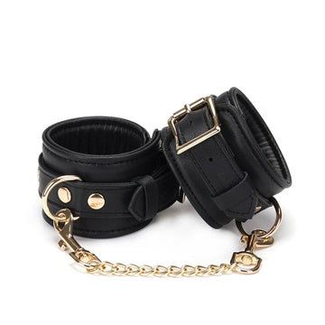 Leather Wrist Cuffs with Gold Hardware -Dark Secret