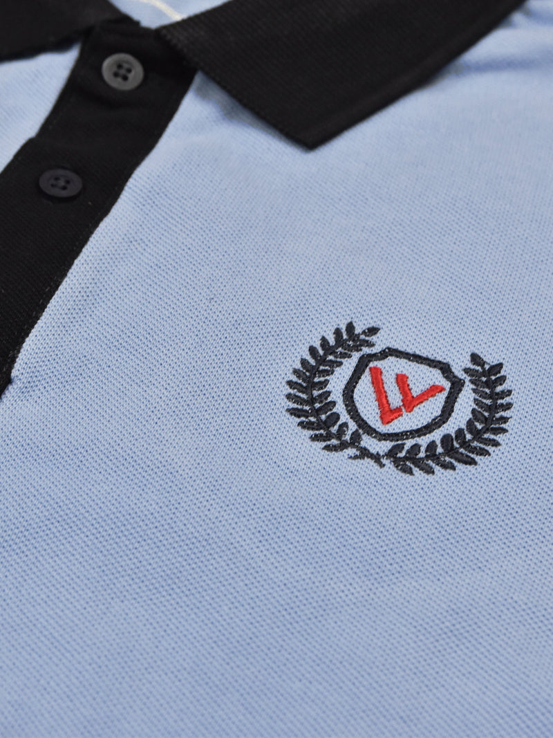 Summer Polo Shirt For Men-Light Blue & Black-LOC0019