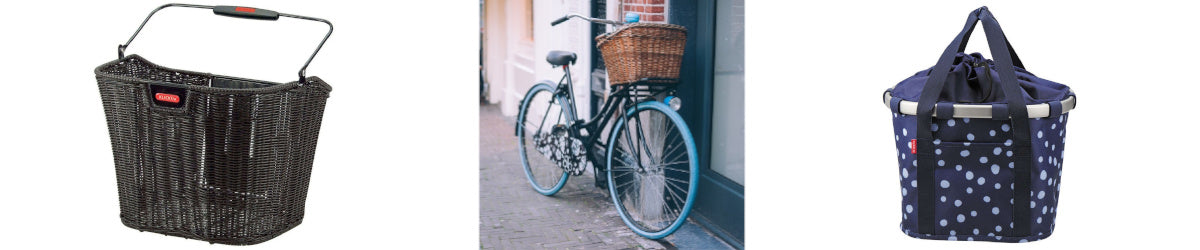 Klickfix Fahrradkorb an einem Hollandrad befestigt