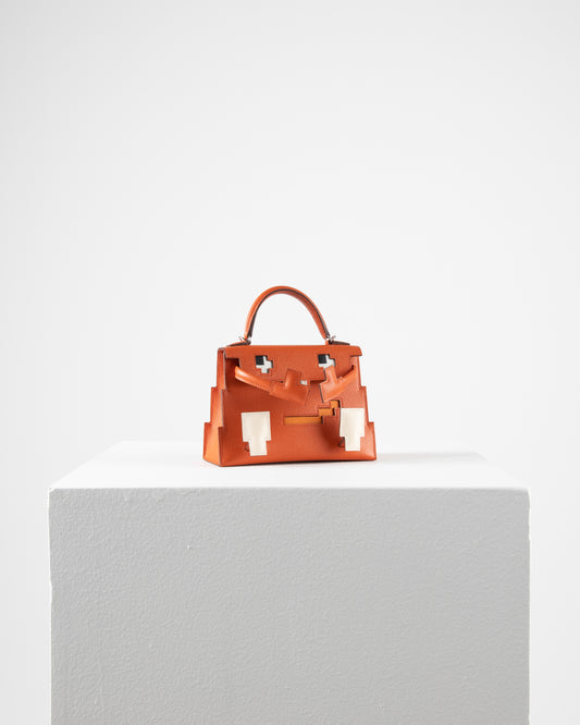 Hermès Kelly 20 Mini II Sellier Tri-color Rose Extreme, Rouge de