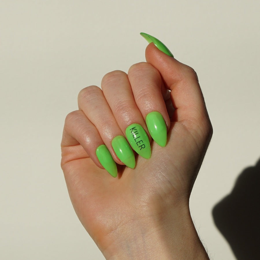 neon green stiletto nails