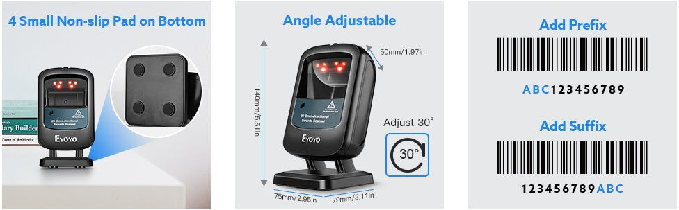 Eyoyo EY-2200C 2D Omnidirectional USB Wired Desktop Barcode Reader.16