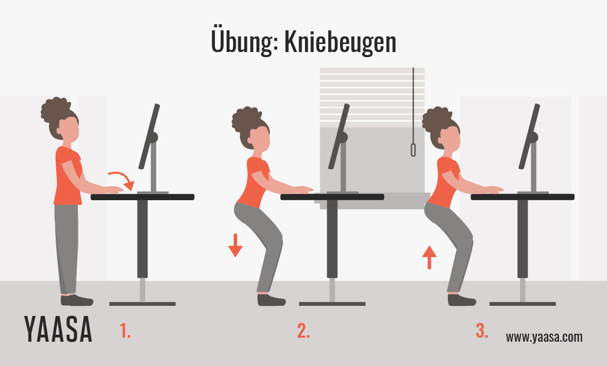 Übung gegen Rückenschmerzen im Büro: Kniebeugen