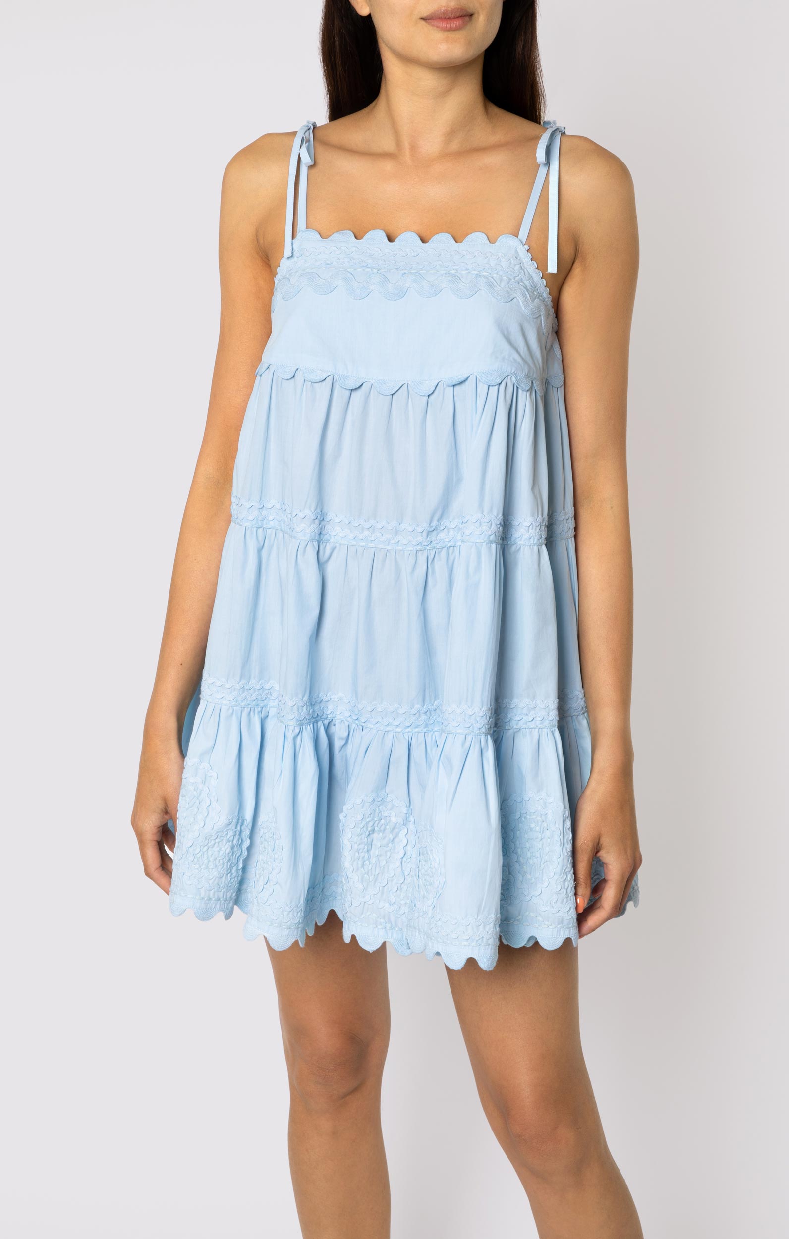 Candy Poplin Baby Doll Top with Ric Rac Embroidery → Juliet Dunn