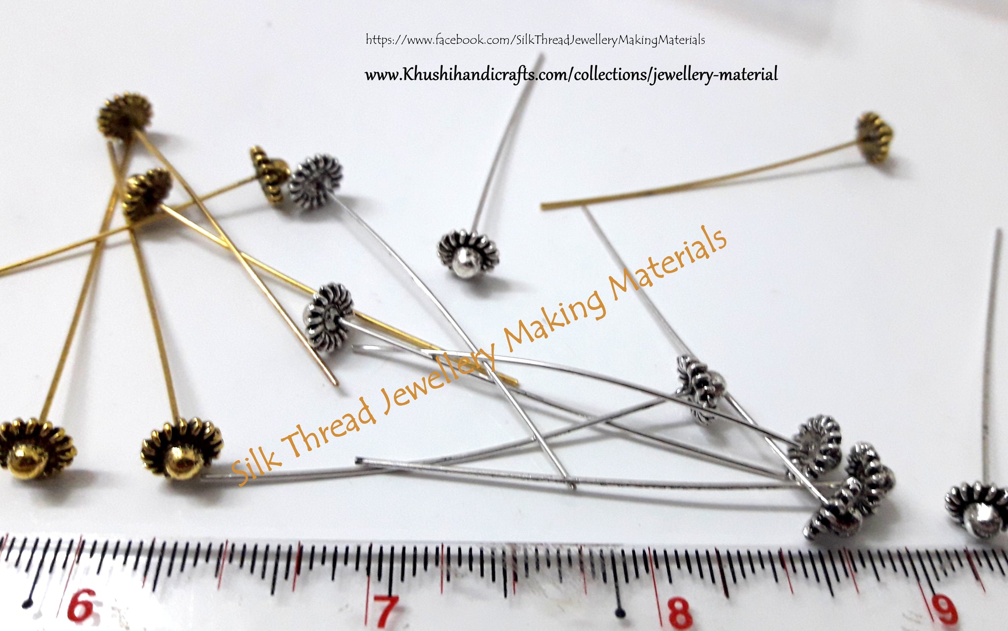 9ct gold head pins