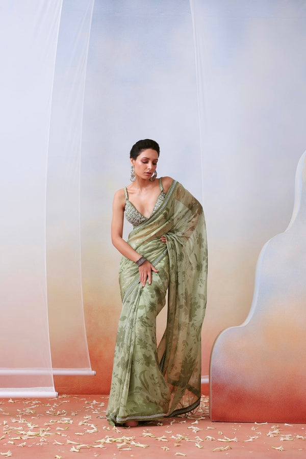 Buy Designer Sarees, Salwar Kameez, Kurtis & Tunic and Lehenga  Choli.Charming Silk Sage Green Saree