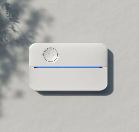 (Rachio 3 smart sprinkle controller on a wall, photo from Rachio website.)