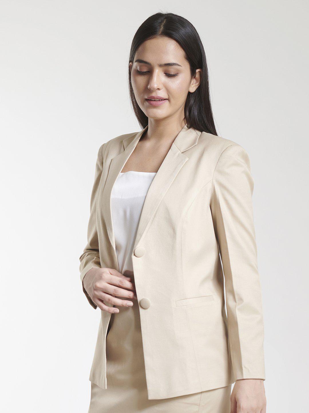 Poly Viscose Pant Suit - Beige