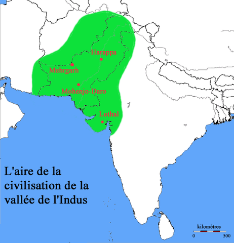 Carte civilisation de la vallée de l'indus
