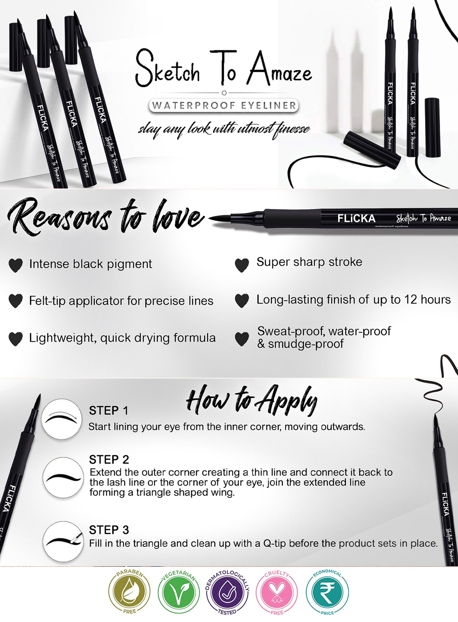 Sketch To Amaze Pen Eyeliner – Flicka Cosmetics India