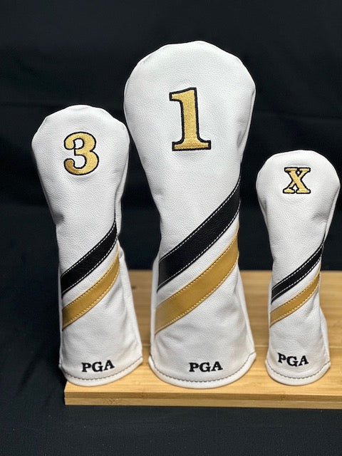 Clubhouse Collection Set of 3 Headcovers White-Gold-Blue