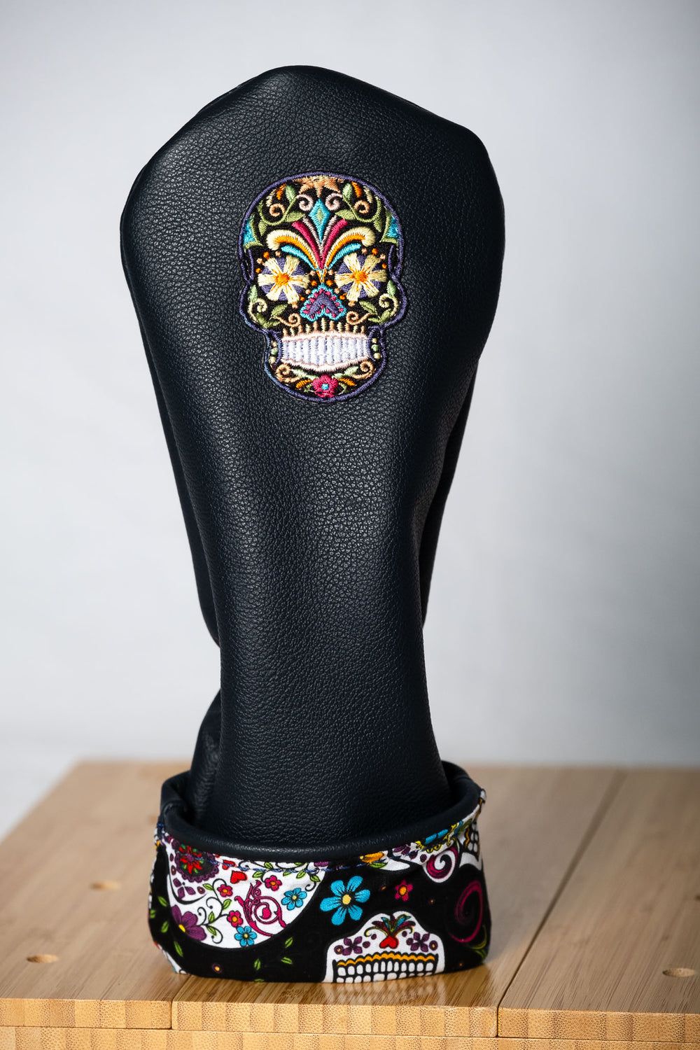 Custom 3 & 5 Wood Headcover in Black with Day of the Dead Design