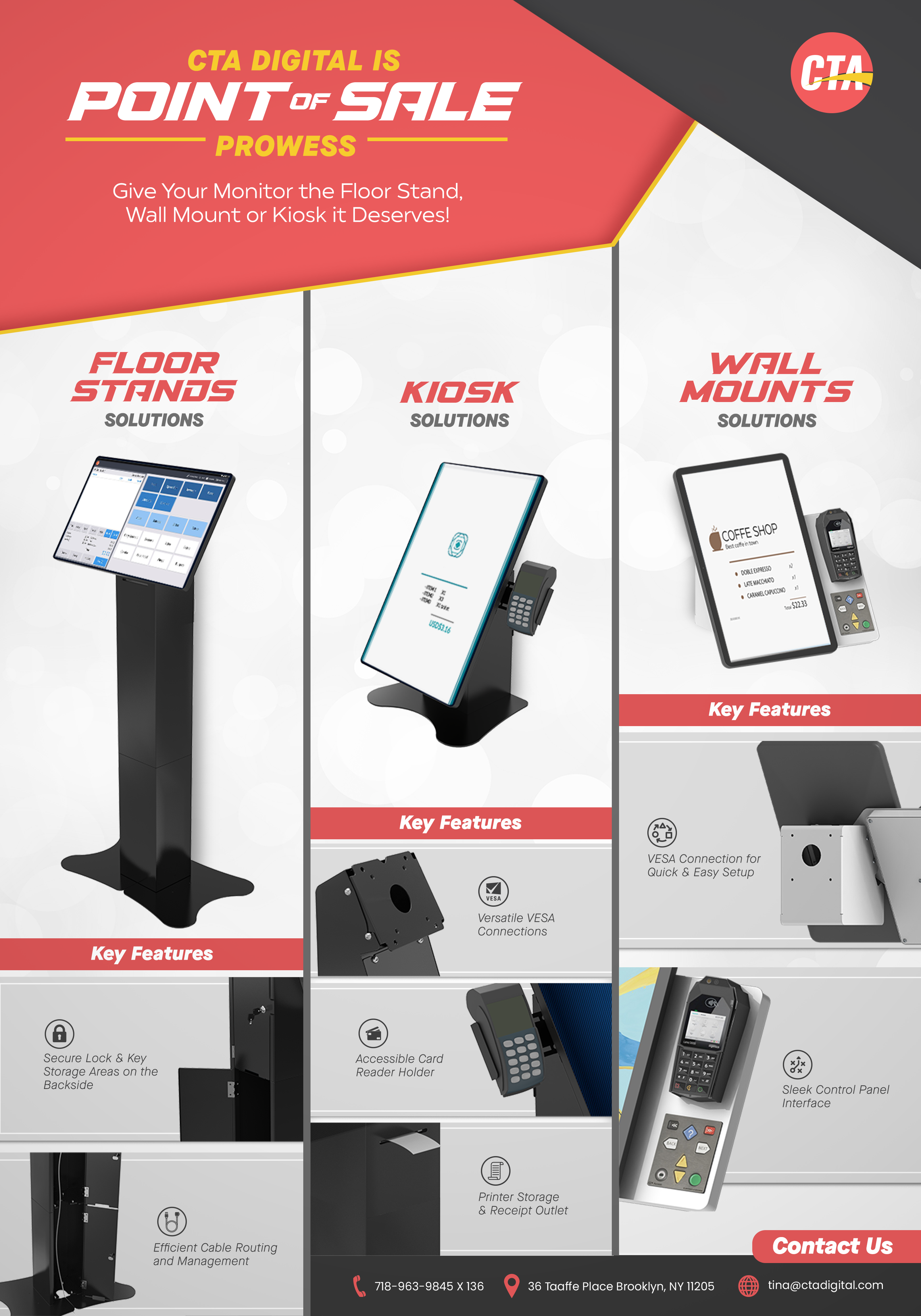 A digital monitor displaying a point-of-sale presentation.